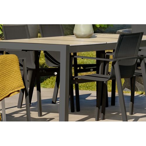 Table De Jardin Venise En Aluminium Anthracite Plateau Céramique Beige - Venise