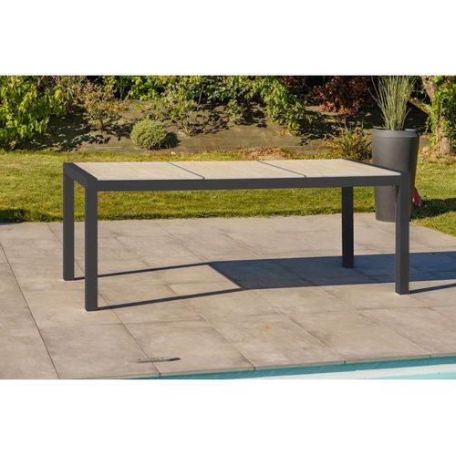 Table De Jardin Venise En Aluminium Anthracite Plateau Céramique Beige - Venise