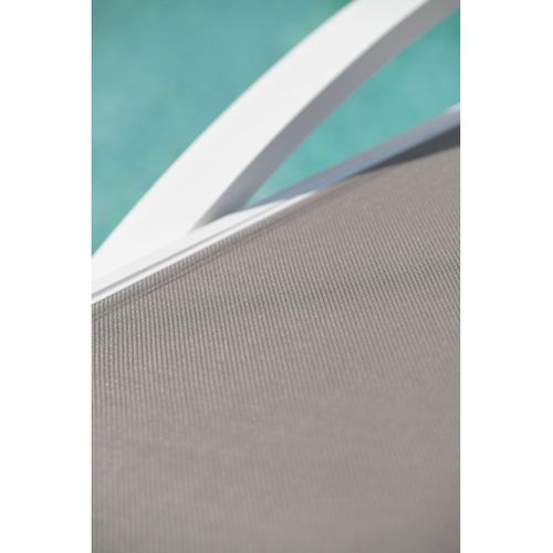 Lot De 2 Bains De Soleil Barcelona Blanc Textilène Taupe - Barcelona