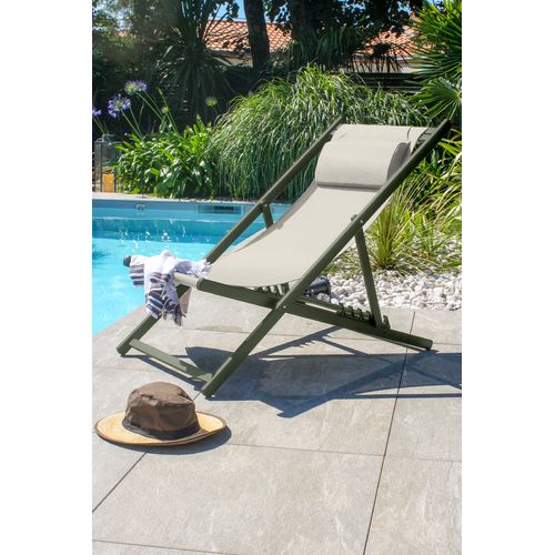 Chilienne Julia En Aluminium Kaki Et Textilène Gris - Julia