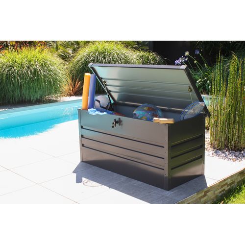 Coffre De Jardin Scatola Gris En Acier Galvanisé Anthracite 350 L - Scatola