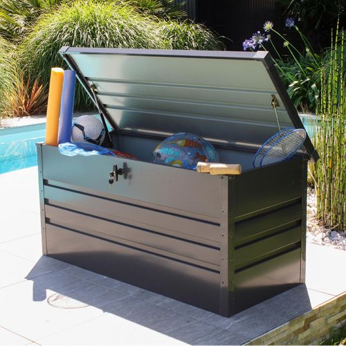 Coffre De Jardin Scatola Gris En Acier Galvanisé Anthracite 350 L - Scatola