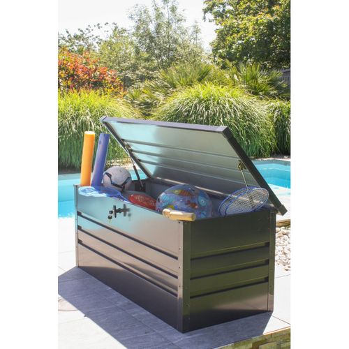 Coffre De Jardin Scatola Gris En Acier Galvanisé Anthracite 600 L - Scatola