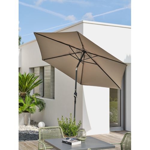 Parasol Marbella à Manivelle En Aluminium Gris Anthracite Et Polyester Kaki - Marbella
