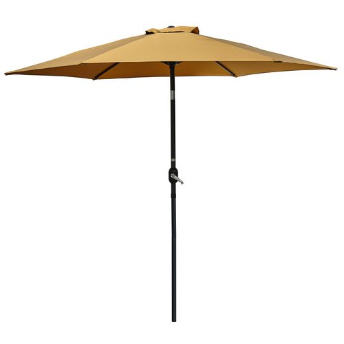 Parasol Marbella à Manivelle En Aluminium Gris Anthracite Et Polyester Moutarde - Marbella