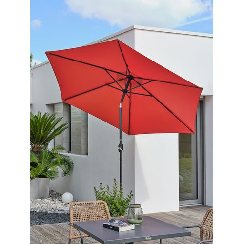 Parasol Marbella à Manivelle En Aluminium Gris Anthracite Et Polyester  - Marbella