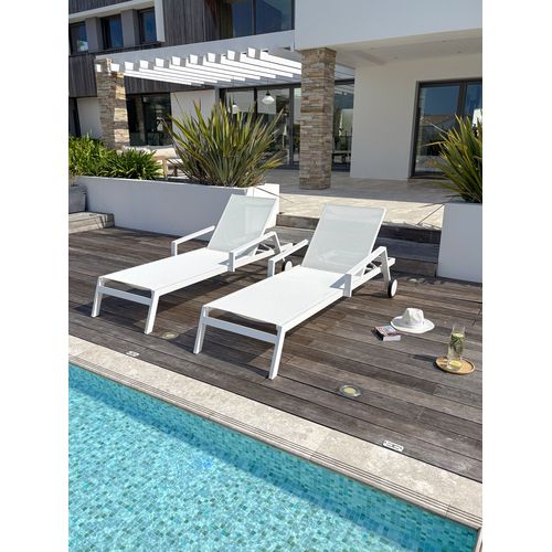 Lot De 2 Bains De Soleil Ibiza En Aluminium Et Textilène Blanc - Ibiza