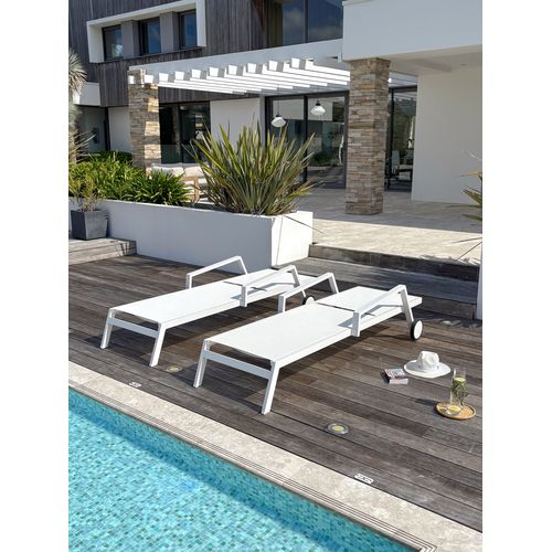 Lot De 2 Bains De Soleil Ibiza En Aluminium Et Textilène Blanc - Ibiza