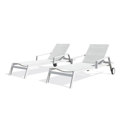 Lot De 2 Bains De Soleil Ibiza En Aluminium Et Textilène Blanc - Ibiza