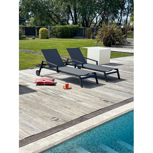 Lot De 2 Bains De Soleil Ibiza En Aluminium Et Textilène Anthracite - Ibiza