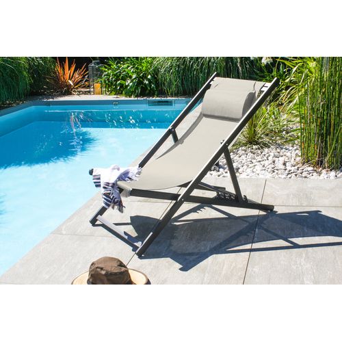 Lot De 2 Chiliennes Julia En Aluminium Anthracite Et Textilène Gris - Julia