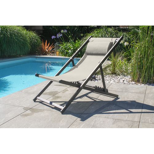 Lot De 2 Chiliennes Julia En Aluminium Anthracite Et Textilène Gris - Julia