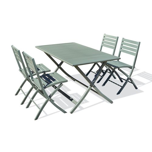 Ensemble Repas Marius 140 Cm 4 Places En Aluminium Vert Kaki - Marius