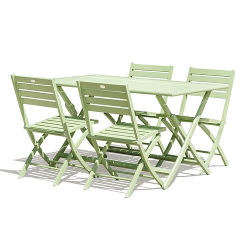 Ensemble Repas Marius 140 Cm 4 Places En Aluminium Vert Lagune - Marius