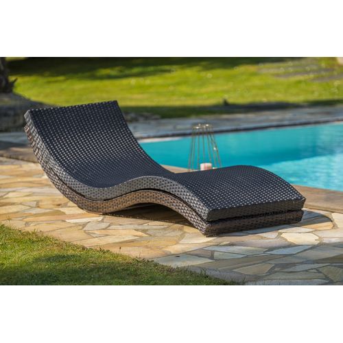 Lot De 2 Bains De Soleil Noir Cancun Résine Tressée - Cancun