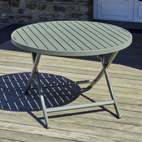 Table De Jardin Marius Ronde Pliante En Aluminium Vert Kaki - Marius