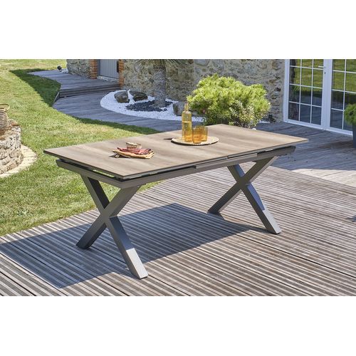 Table De Jardin En Aluminium Et Plateau Hpl Imitation Bois - Floride