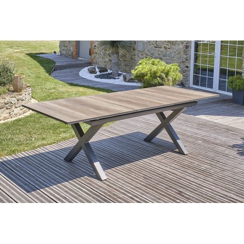 Table De Jardin En Aluminium Et Plateau Hpl Imitation Bois - Floride