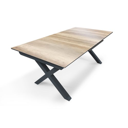 Table De Jardin En Aluminium Et Plateau Hpl Imitation Bois - Floride