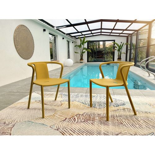 Lot De 2 Fauteuils De Jardin Diego En Polypropylène Jaune Moutarde - Diego