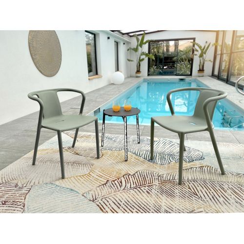 Lot De 2 Fauteuils De Jardin Diego En Polypropylène Vert Olive - Diego