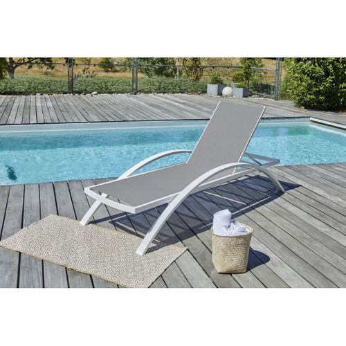 Lot De 2 Bains De Soleil Barcelona Blanc Textilène Taupe - Barcelona