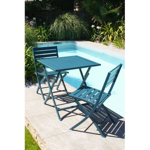 Lot De 2 Chaises De Jardin Marius En Aluminium Bleu Canard - Marius