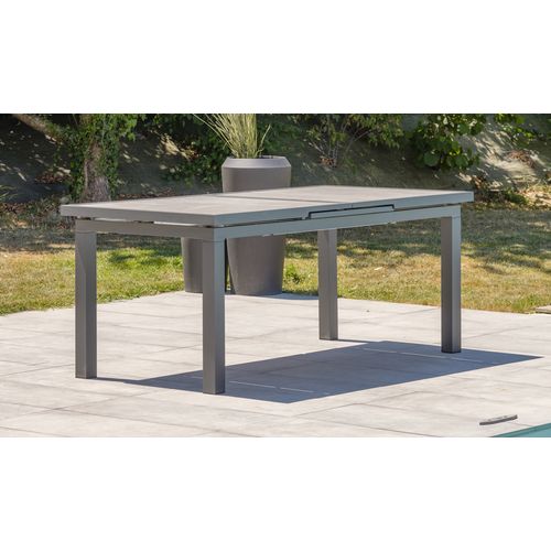 Ensemble Repas Venise 10 Places Alu Anthracite Plateau Céramique Gris - Venise