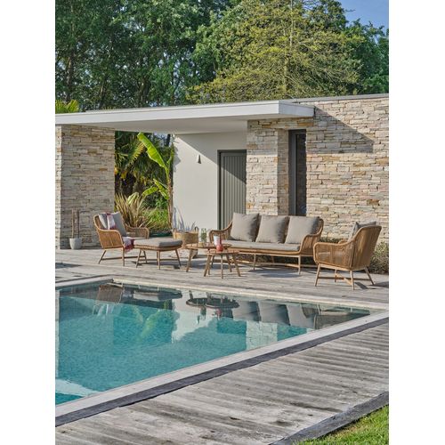 Salon De Jardin En Aluminium Aspect Bois, Teck Et Corde Tissée Palmas - Palmas