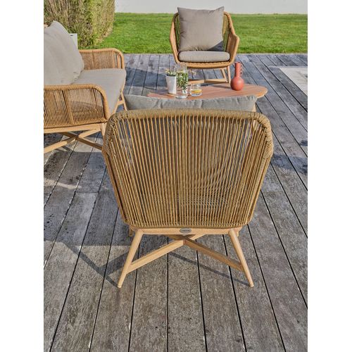 Salon De Jardin En Aluminium Aspect Bois, Teck Et Corde Tissée Palmas - Palmas