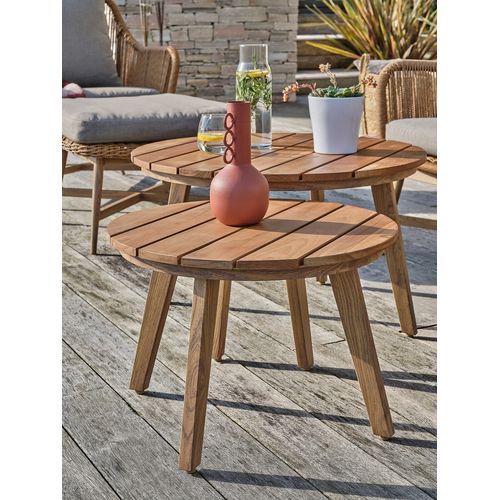 Salon De Jardin En Aluminium Aspect Bois, Teck Et Corde Tissée Palmas - Palmas