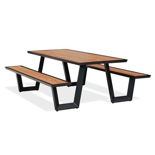 Table De Jardin Avec Bancs En Aluminium  Et Teck - Toronto