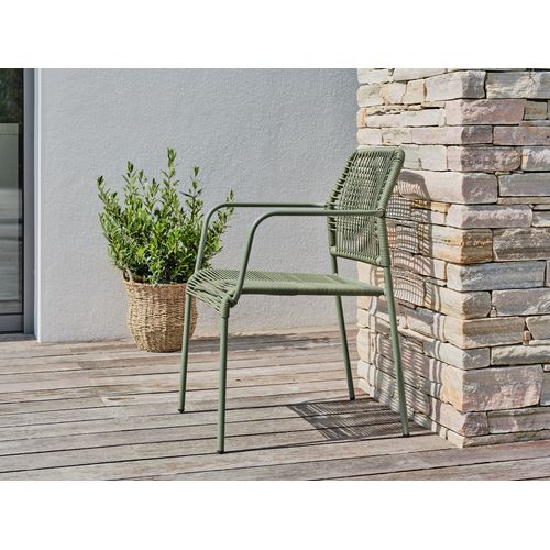 Fauteuil De Jardin Marceau En Corde Olive Et Acier - Marceau