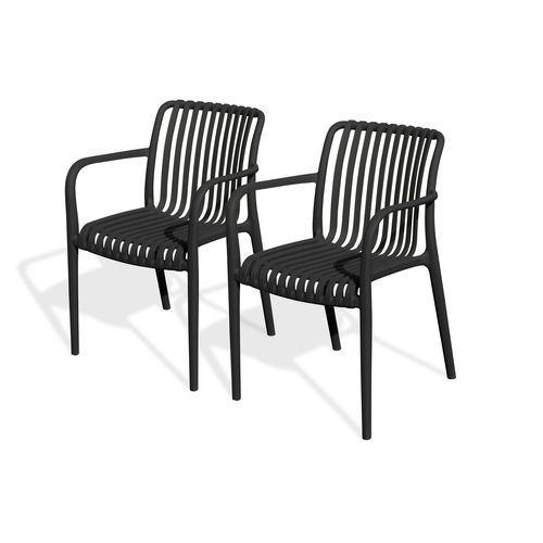 Lot De 2 Fauteuils Tiago En Polypropylène Noir - Tiago