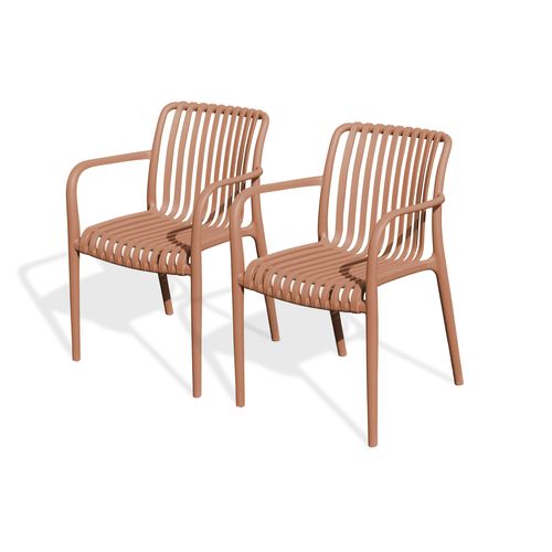 Lot De 2 Fauteuils Tiago En Polypropylène Terracotta - Tiago