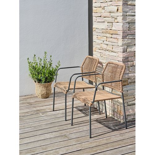 Lot De 2 Fauteuils Marceau En Corde Anthracite Et Acier - Marceau