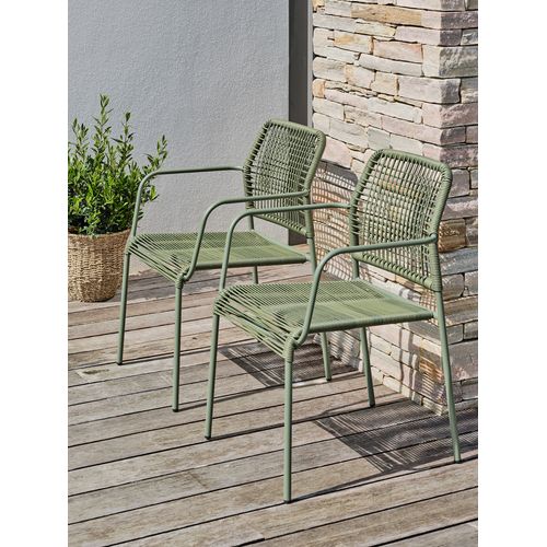 Lot De 2 Fauteuils Marceau En Corde Olive Et Acier - Marceau