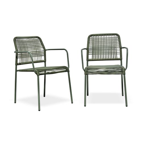 Lot De 2 Fauteuils Marceau En Corde Olive Et Acier - Marceau