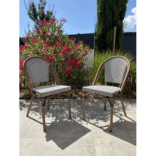 Lot De 2 Fauteuils Bistro En Aluminium Et Textilène Bleu - Bistro