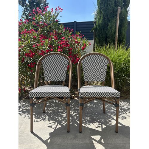 Lot De 2 Fauteuils Bistro En Aluminium Et Textilène Bleu - Bistro
