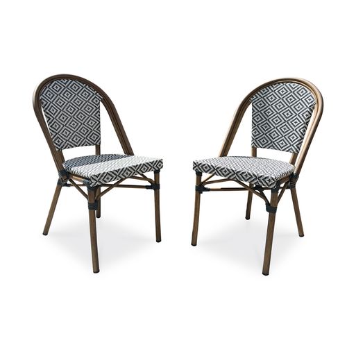 Lot De 2 Fauteuils Bistro En Aluminium Et Textilène Bleu - Bistro