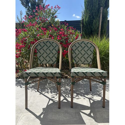 Lot De 2 Fauteuils Bistro En Aluminium Et Textilène Vert - Bistro