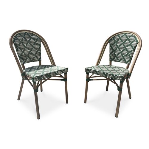 Lot De 2 Fauteuils Bistro En Aluminium Et Textilène Vert - Bistro