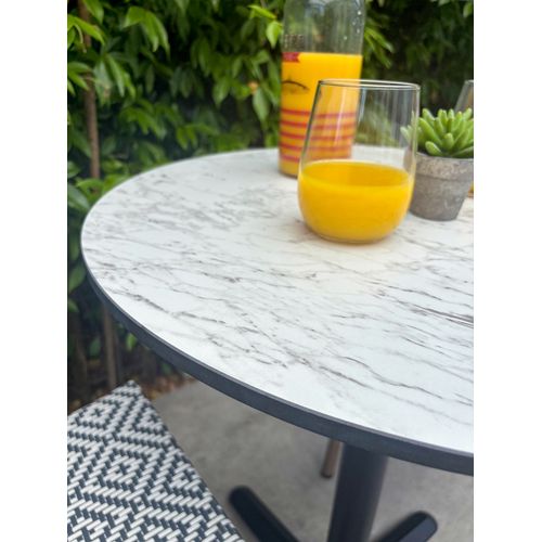 Ensemble Repas De Jardin Bistro 2 Places Plateau Hpl Avec Fauteuils En Bleu - Bistro