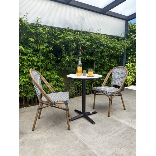 Ensemble Repas De Jardin Bistro 2 Places Plateau Hpl Avec Fauteuils En Bleu - Bistro