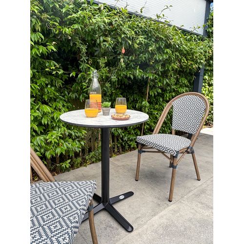 Ensemble Repas De Jardin Bistro 2 Places Plateau Hpl Avec Fauteuils En Bleu - Bistro