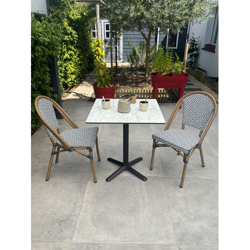 Ensemble Repas Bistro 2 Places Plateau Hpl Avec Fauteuils En Bleu - Bistro