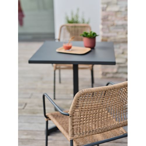 Ensemble Repas Louise 2 Places En Acier Fauteuils Anthracite - Louise