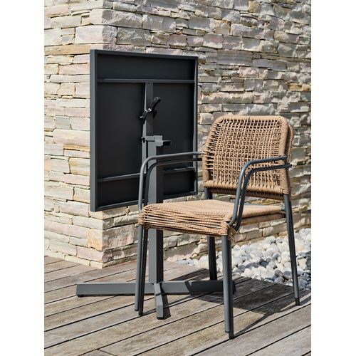 Ensemble Repas Louise 2 Places En Acier Fauteuils Anthracite - Louise