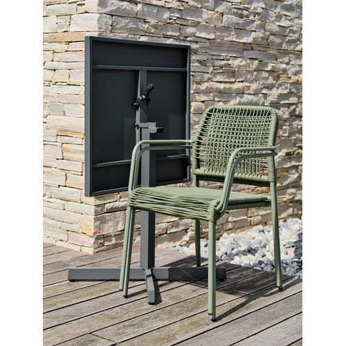 Ensemble Repas Louise 2 Places En Acier Fauteuils Olive - Louise